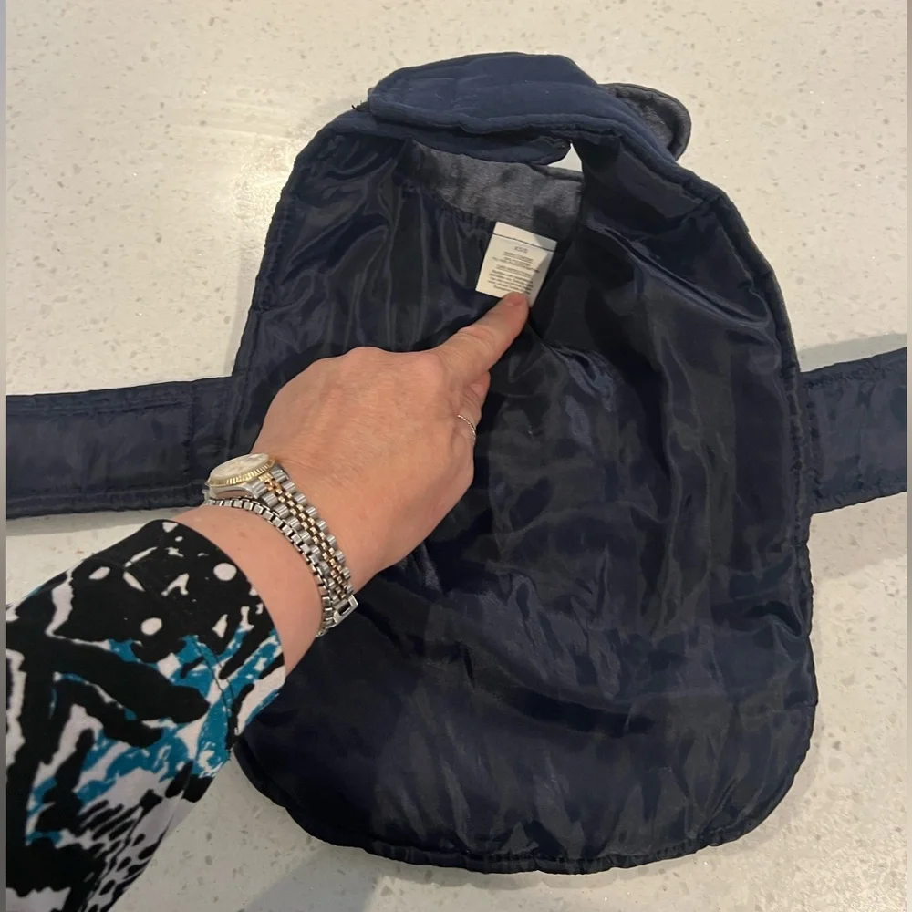 Quick & Easy Adjustable Gray & Blue Dog Jacket with Velcro Neck & Tummy Closures